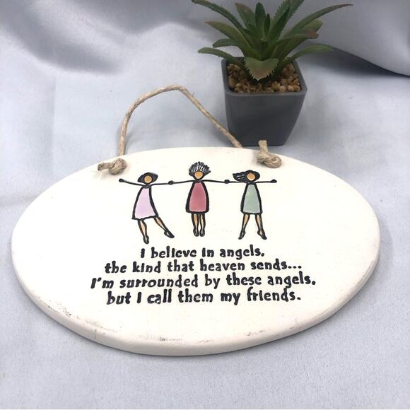 Best Friends August Ceramics Decorative Hanging Wall Plaque - Picture 2 of 13
